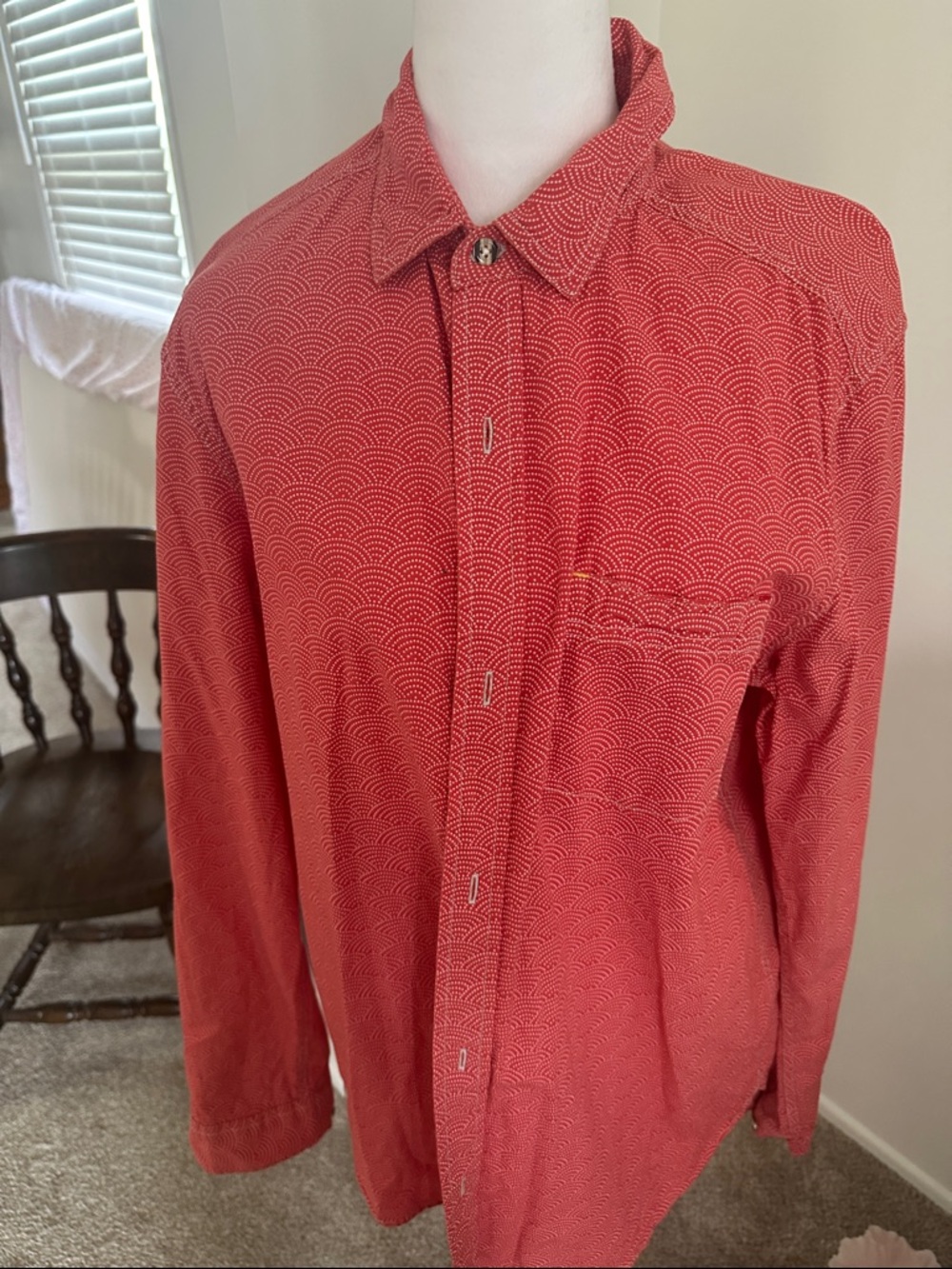 Koto Men's Red Patterned Long-Sleeve Shirt size M